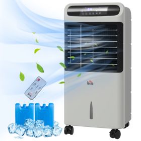 3-In-1 Ice Cooling Fan, Mobile Evaporative Air Cooler with Remote, Timer, Oscillating for Home Office, Bedroom, Gray (Option: Gray-430x383x830 mm)